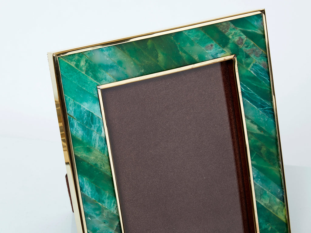 Mid-Century Italian brass malachite picture frame 1970