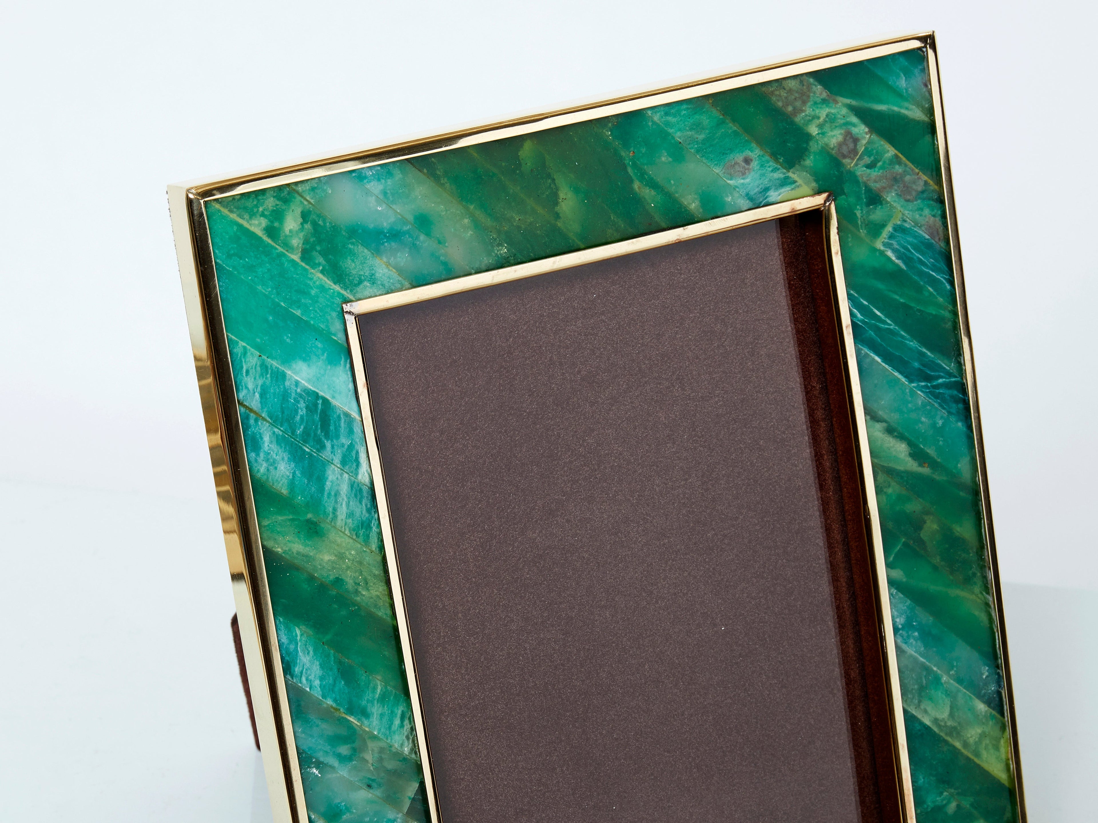 Mid-Century Italian brass malachite picture frame 1970