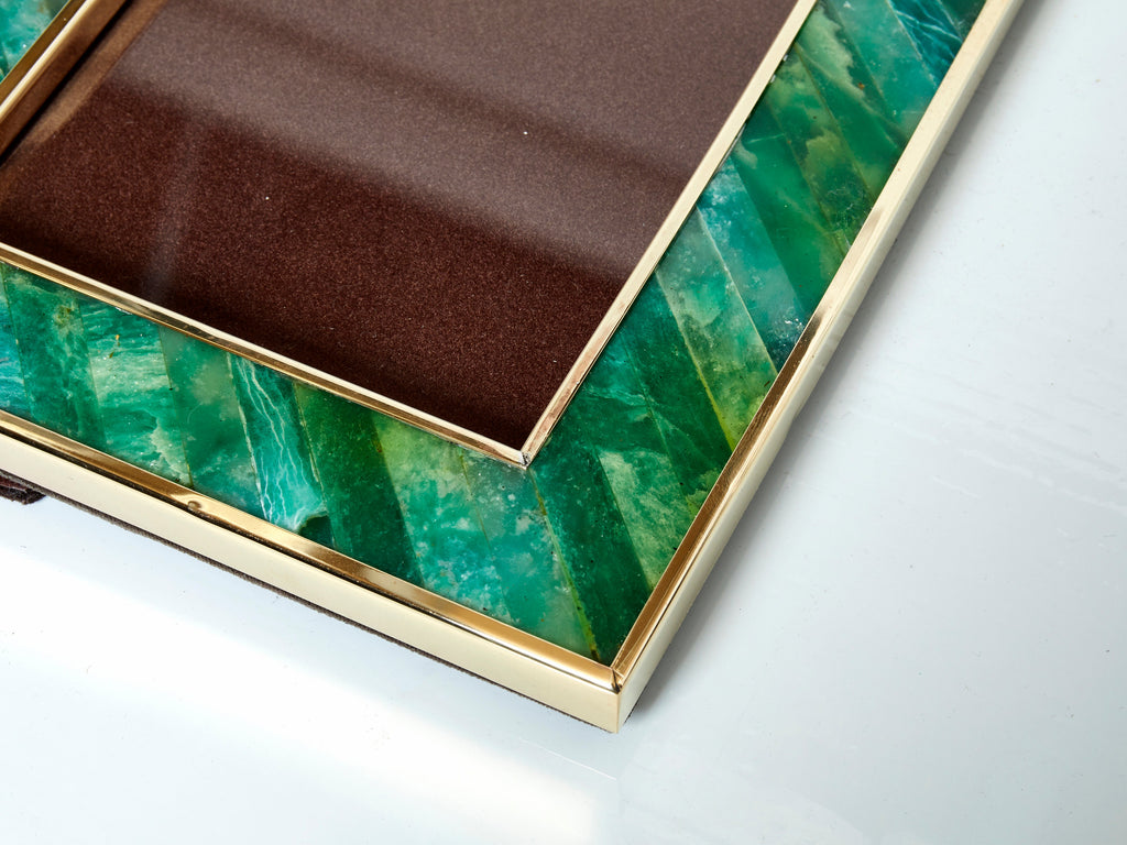 Mid-Century Italian brass malachite picture frame 1970