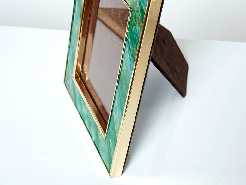 Mid-Century Italian brass malachite picture frame 1970