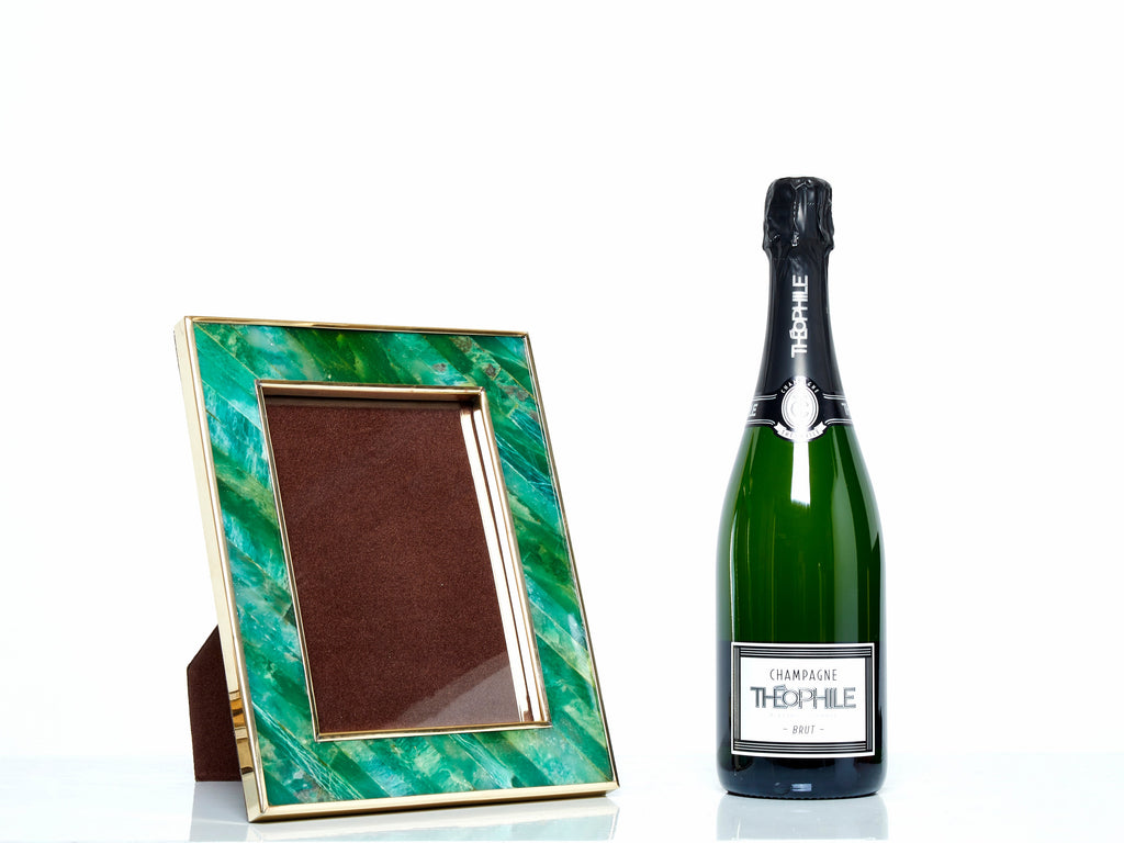 Mid-Century Italian brass malachite picture frame 1970