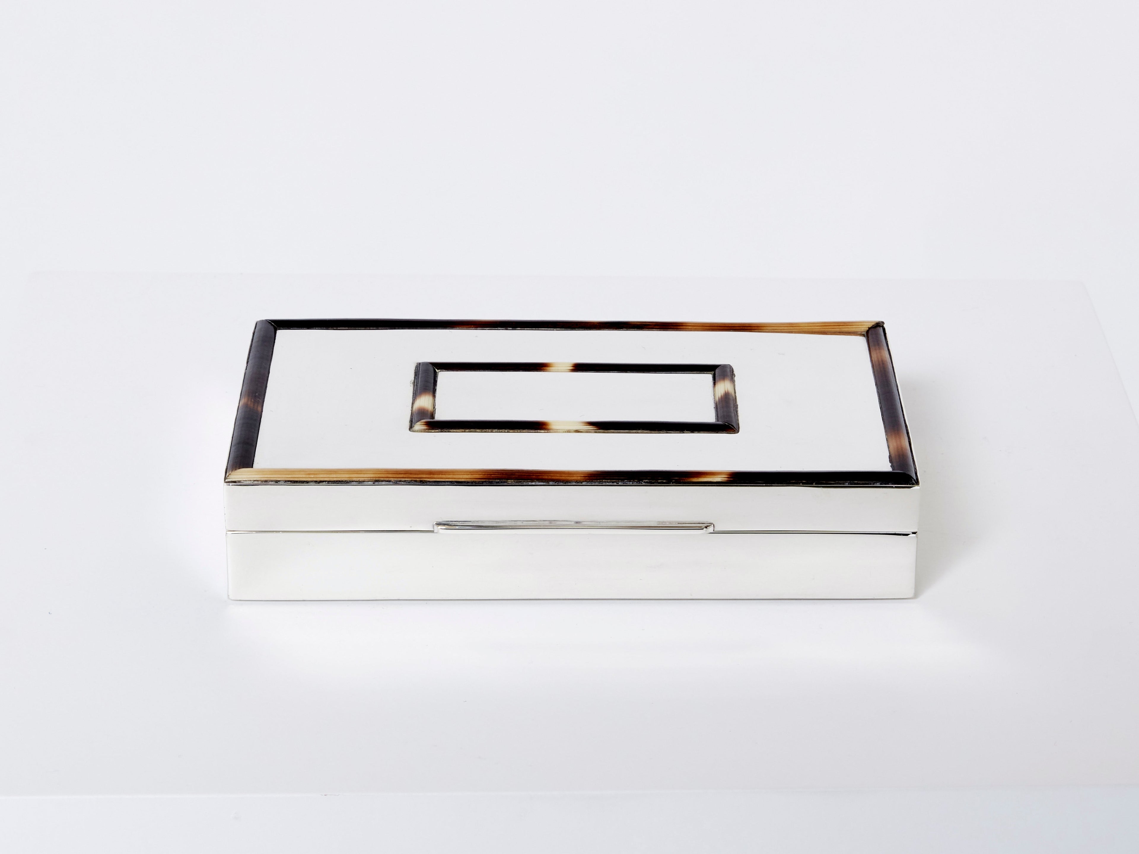 Mid-Century Italian chrome horn veneer jewellery box 1970