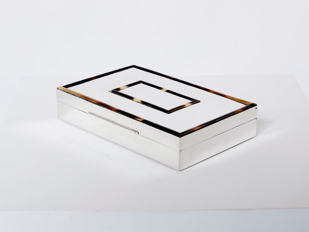 Mid-Century Italian chrome horn veneer jewellery box 1970