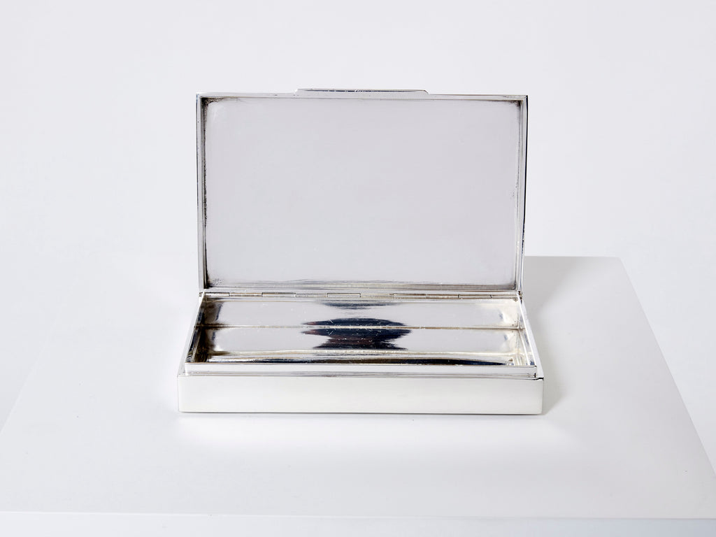 Mid-Century Italian chrome horn veneer jewellery box 1970