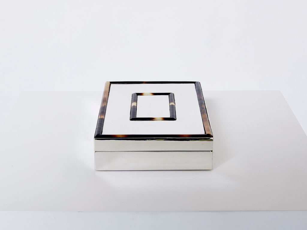 Mid-Century Italian chrome horn veneer jewellery box 1970