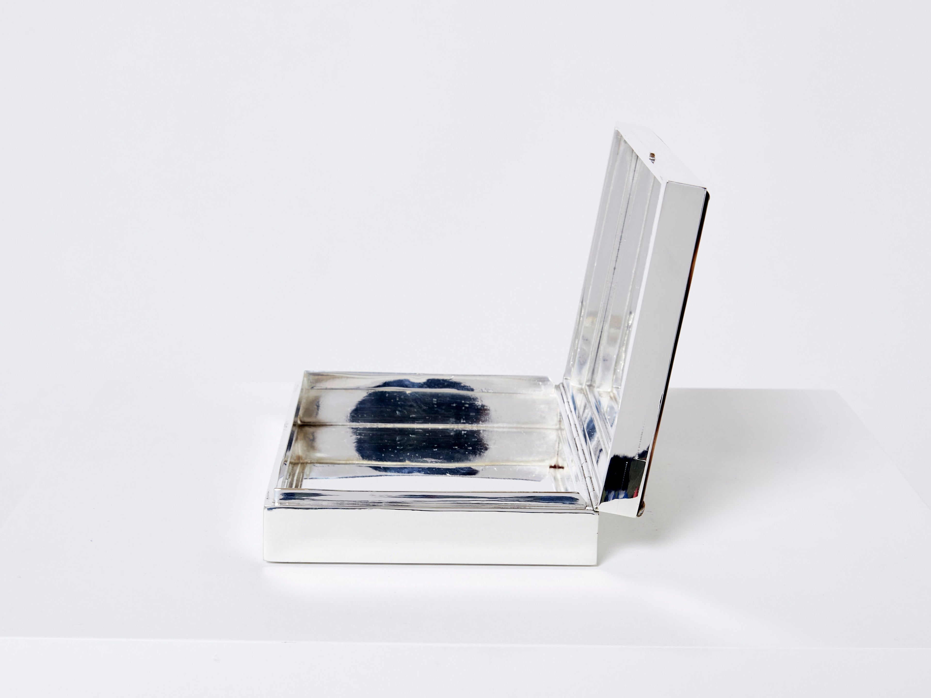 Mid-Century Italian chrome horn veneer jewellery box 1970