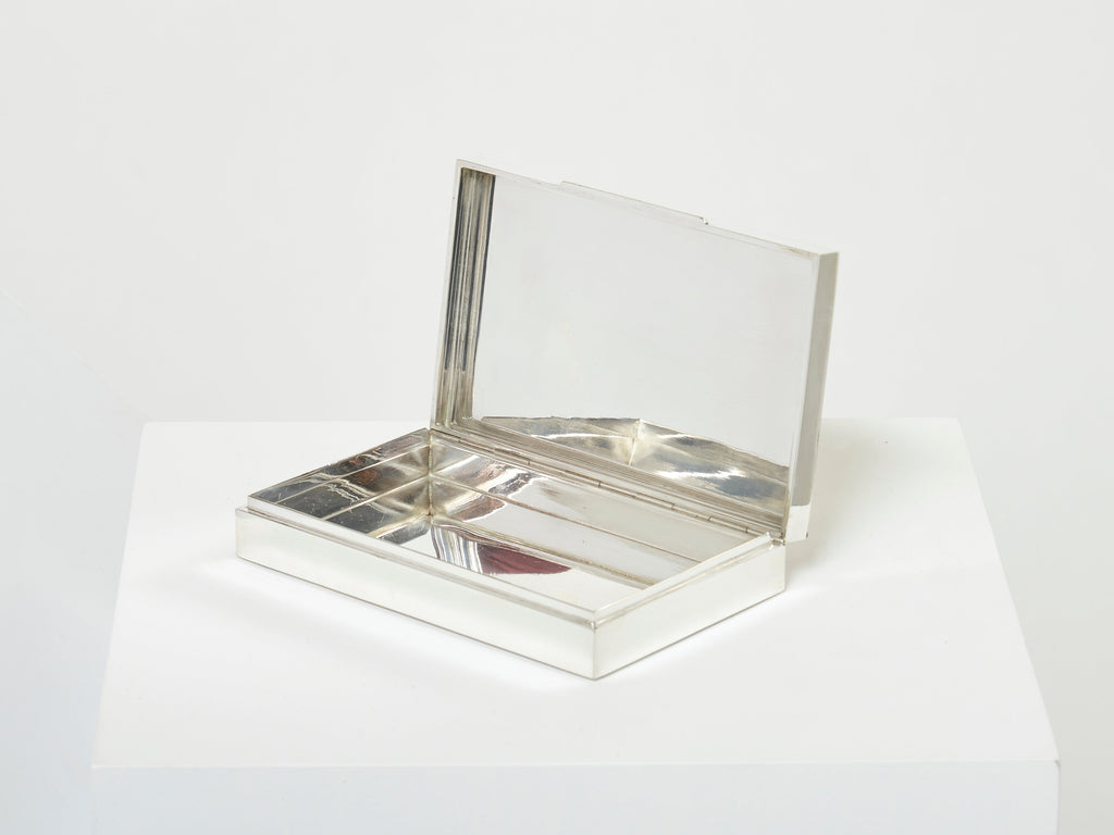 Mid-Century Italian chrome horn veneer jewellery box 1970