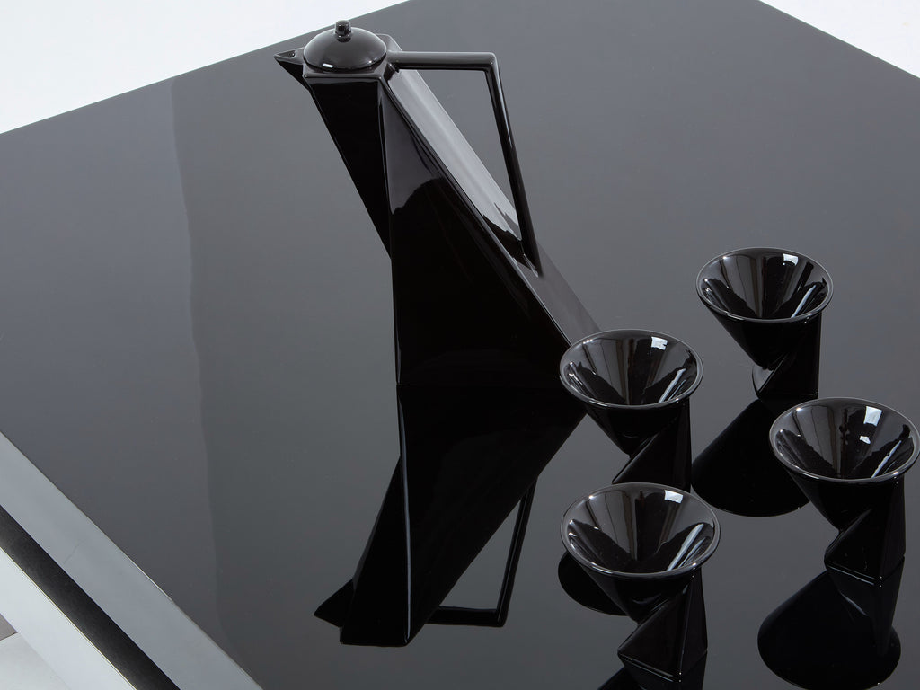 Nadine Charteret black lacquer brushed steel coffee table 1972