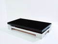Nadine Charteret black lacquer brushed steel coffee table 1972