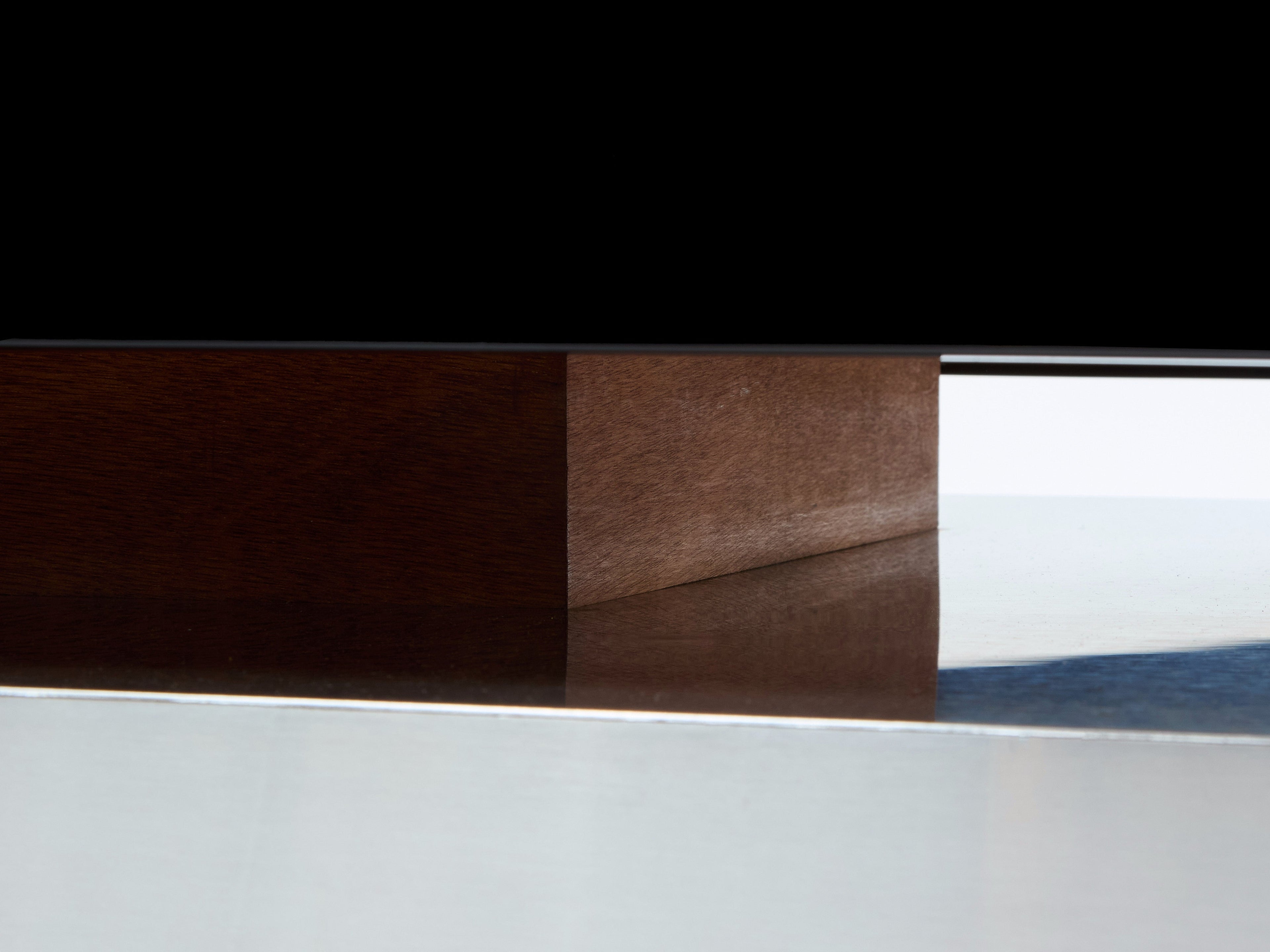 Nadine Charteret black lacquer brushed steel coffee table 1972