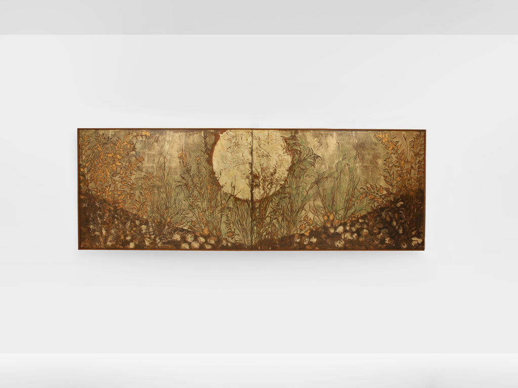 Nicolas Seailles large two lacquered panels framed 1978
