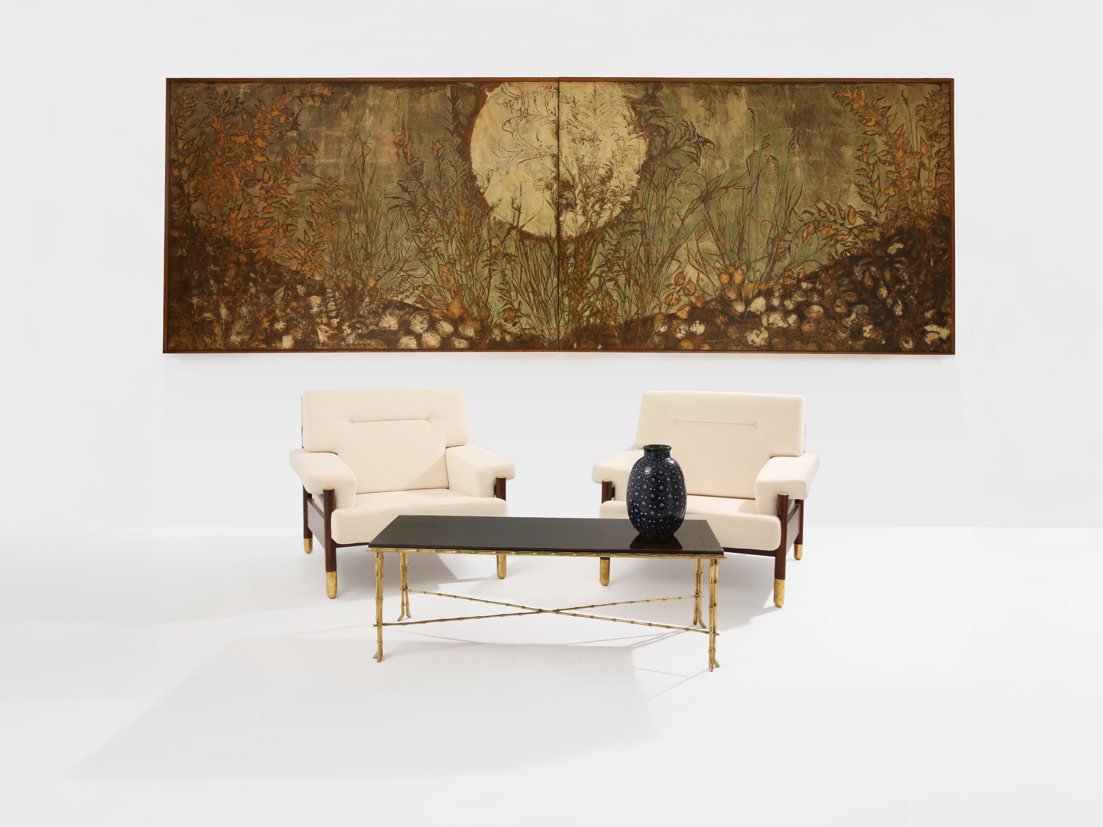 Nicolas Seailles large two lacquered panels framed 1978