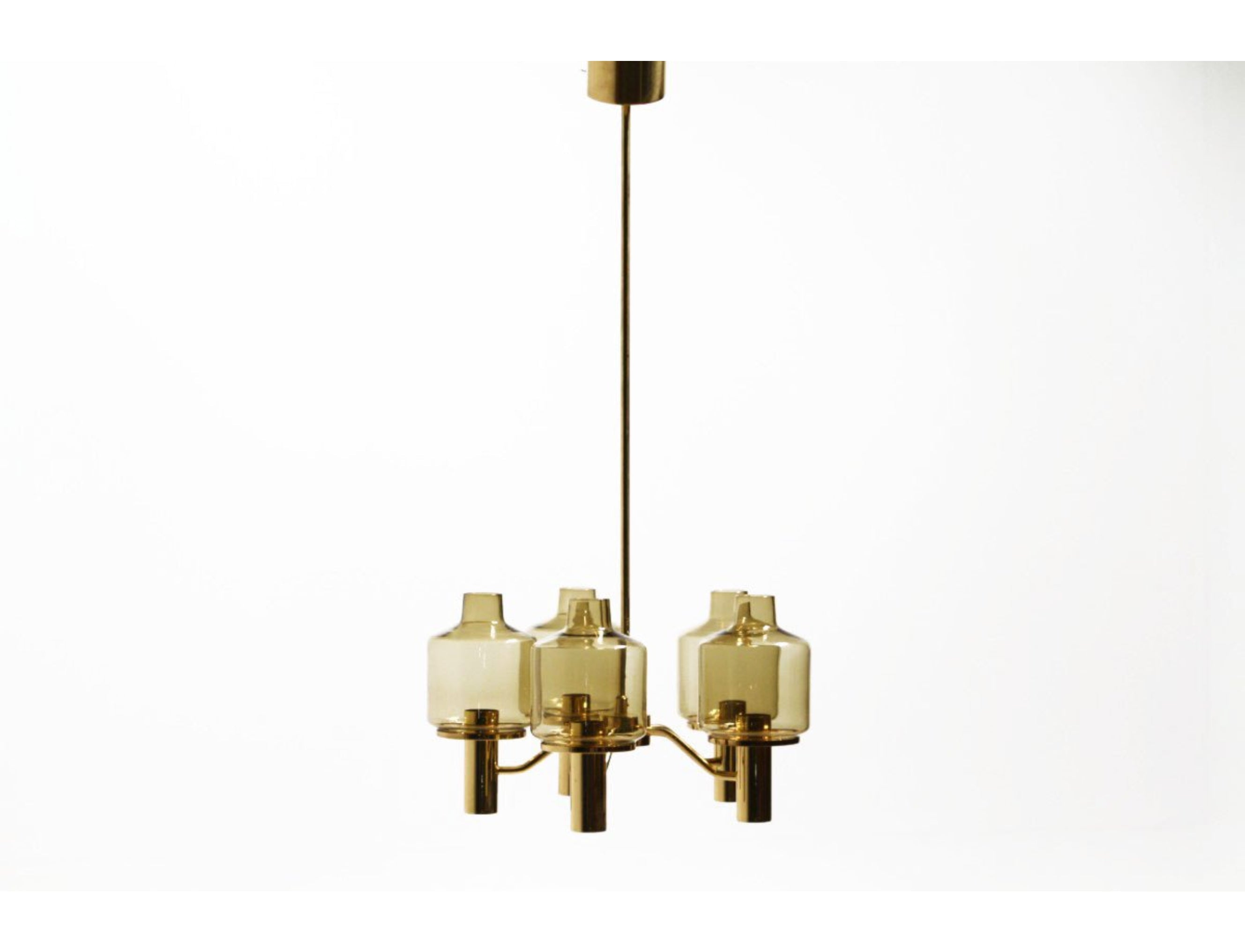 Mid-century brass glass chandelier Hans-Agne Jakobsson 1960s
