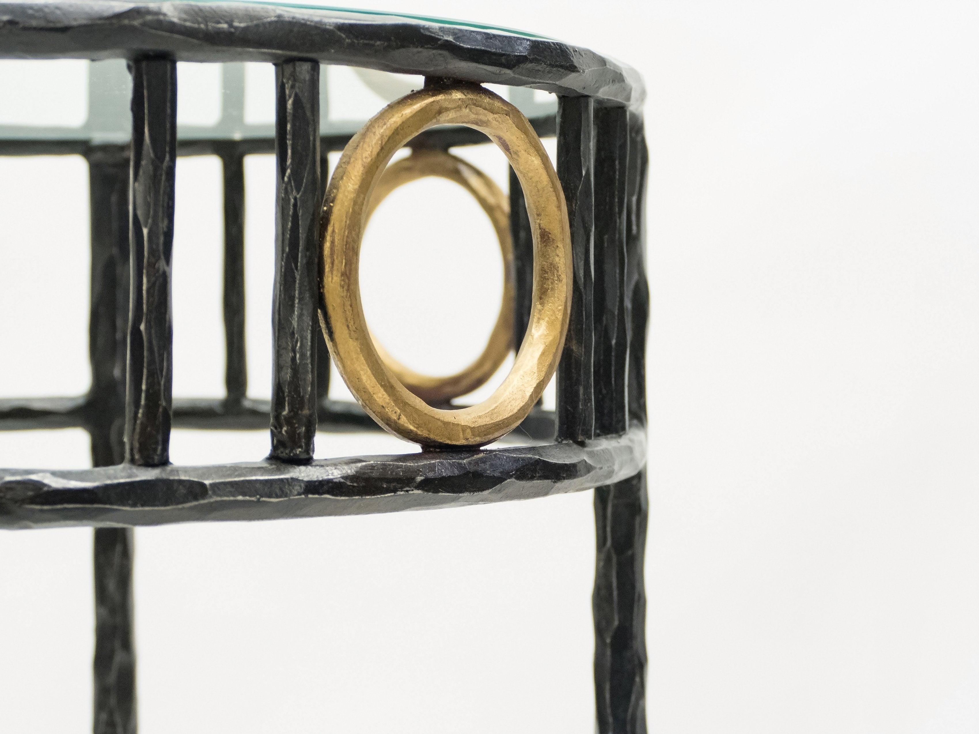 Rare signed gilded wrought iron gueridon table by Garouste & Bonetti 1995