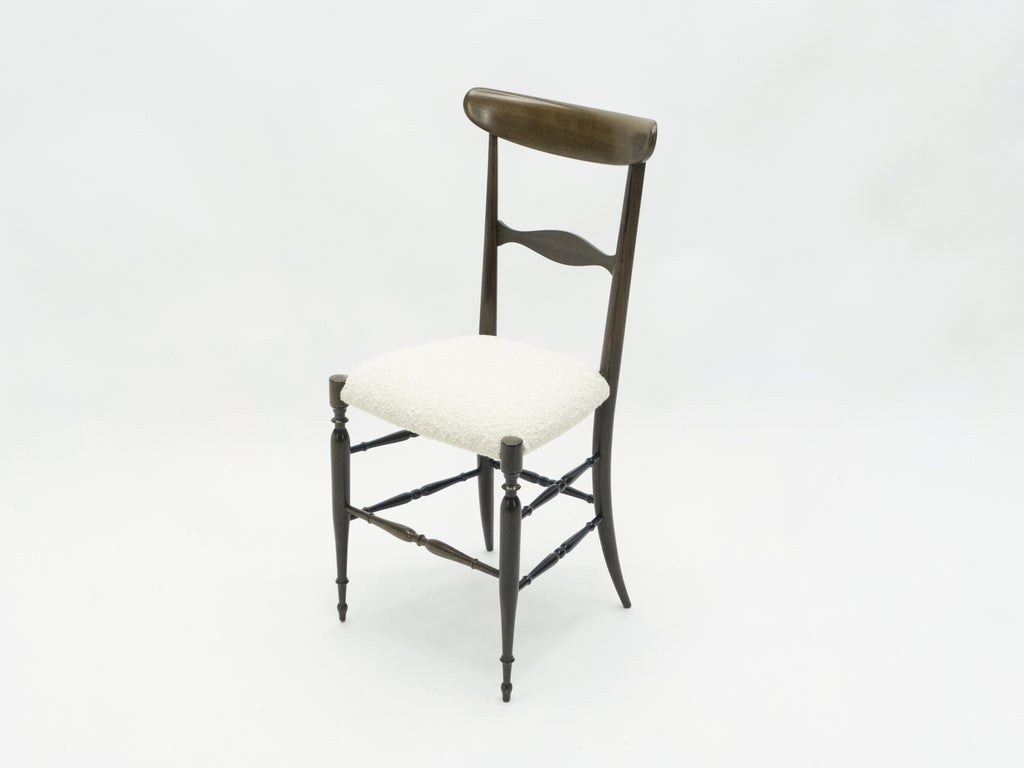 Rare set of six Campanino Chiavari walnut chairs by Fratelli Levaggi 1950