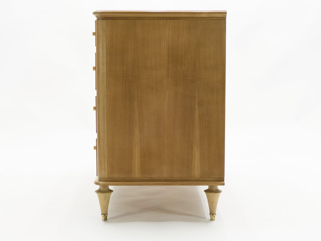 French Mid-century birch cherry wood and brass commode 1960s