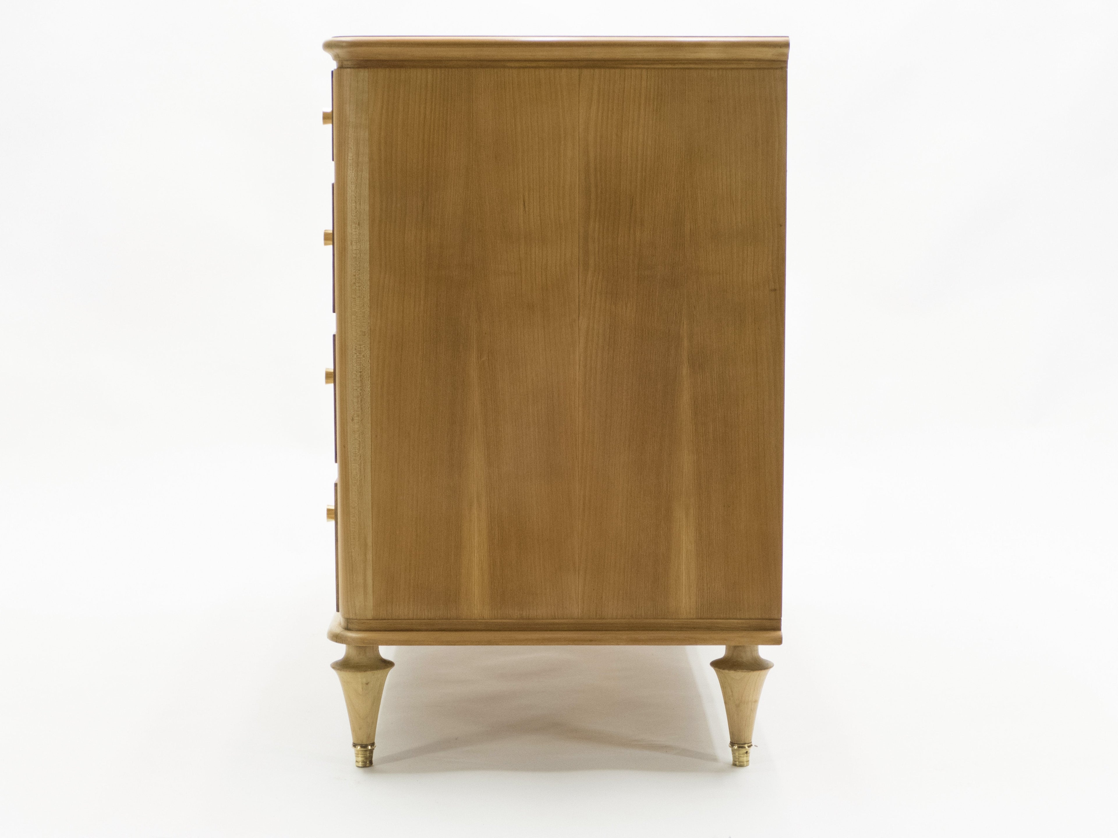 French Mid-century birch cherry wood and brass commode 1960s