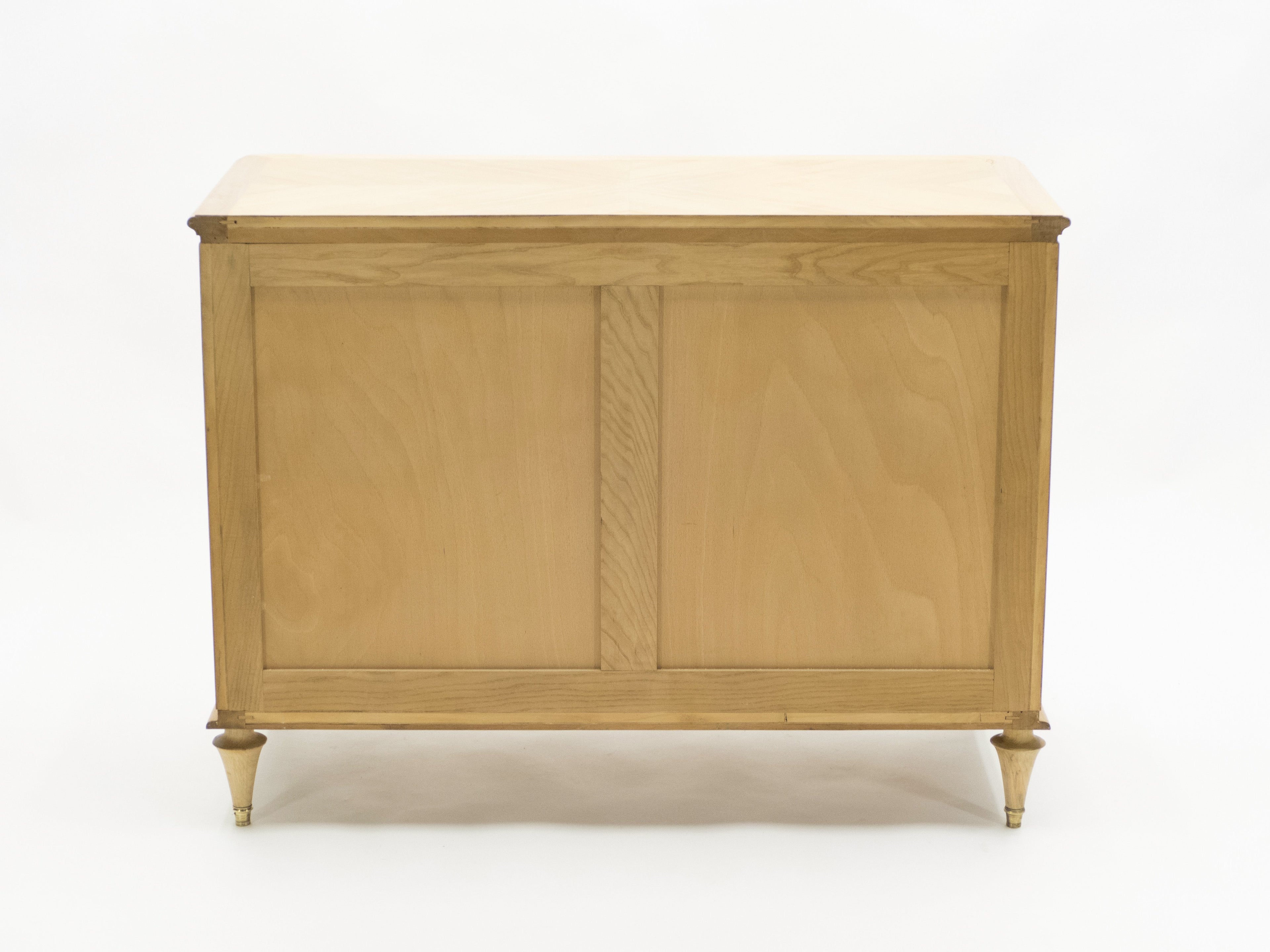 French Mid-century birch cherry wood and brass commode 1960s