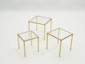 Mid-century Roger Thibier gilt wrought iron gold leaf nesting tables 1960s