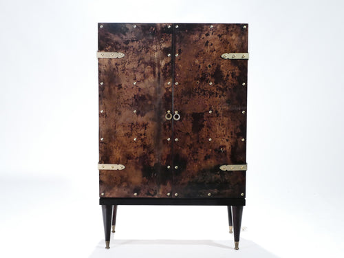 Bar cabinet in goatskin parchment by Aldo Tura 1960’s