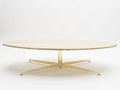 First Arflex Edition by Michel Kin Elliptical travertine brass Coffee Table 1960