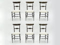Rare set of six Campanino Chiavari walnut chairs by Fratelli Levaggi 1950