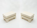 Pair of white lacquer brass end tables by Alain Delon for Maison Jansen 1975
