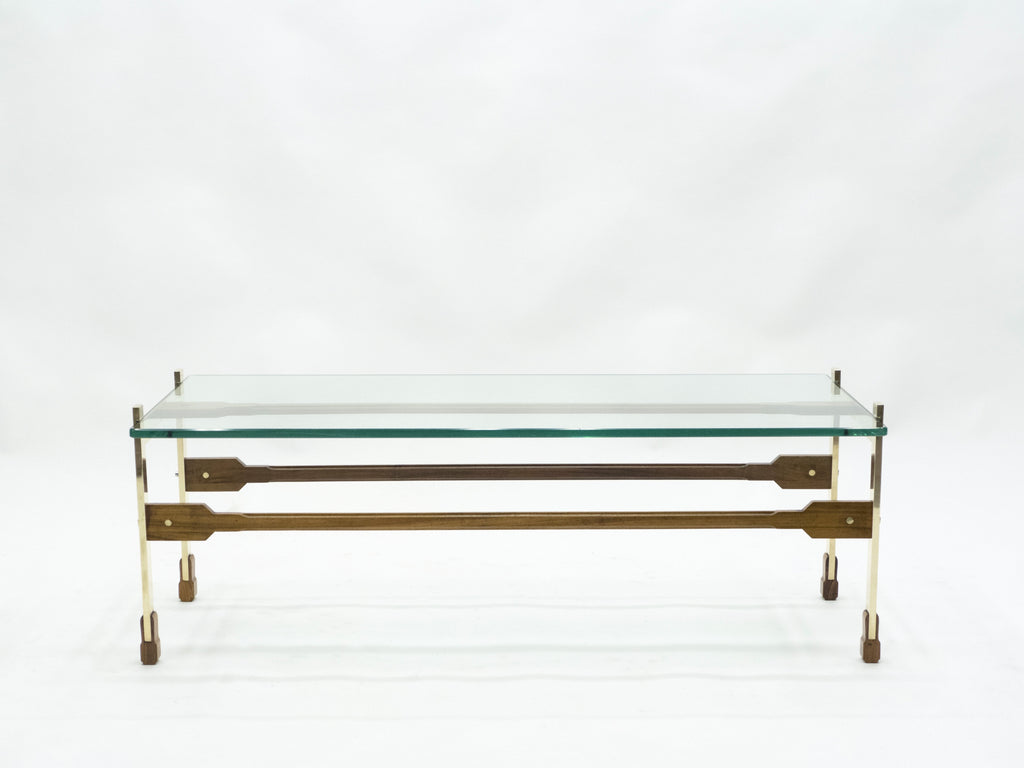 Rare Italian Santambrogio & De Berti brass rosewood Coffee Table 1960s