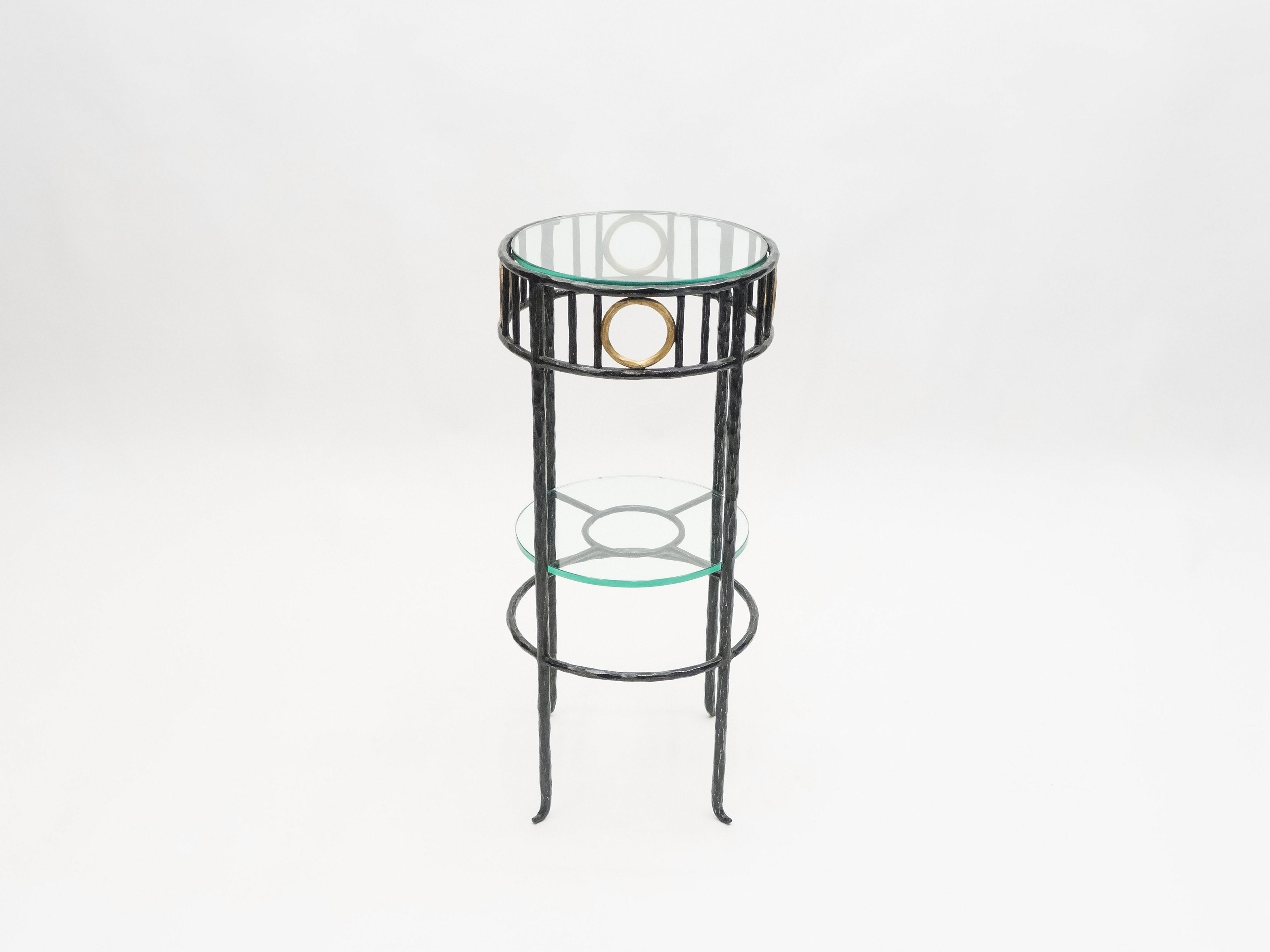 Rare signed gilded wrought iron gueridon table by Garouste & Bonetti 1995