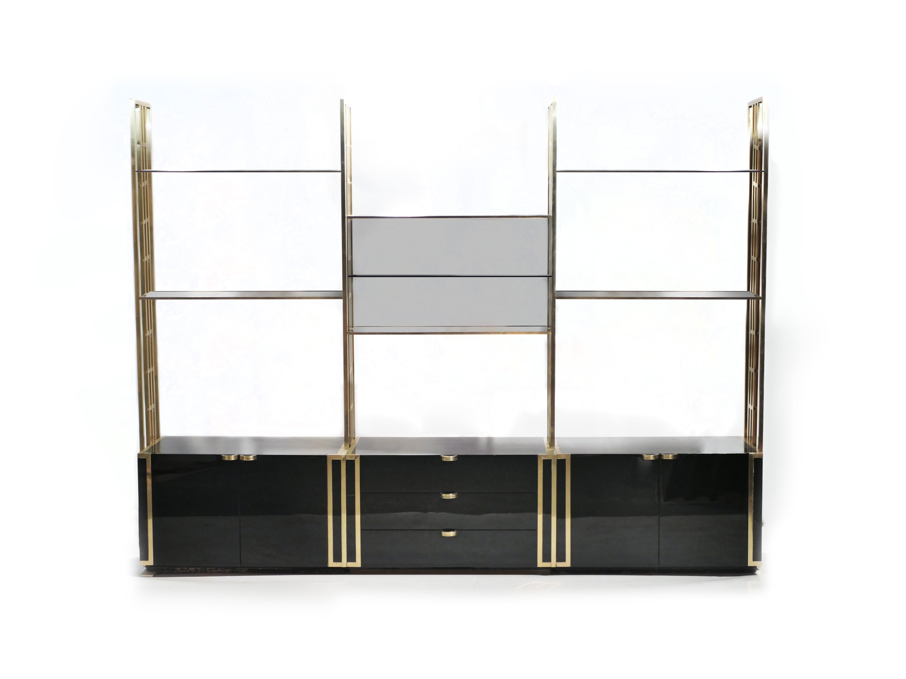 Rare Kim Moltzer French Lacquer and brass shelves 1970s