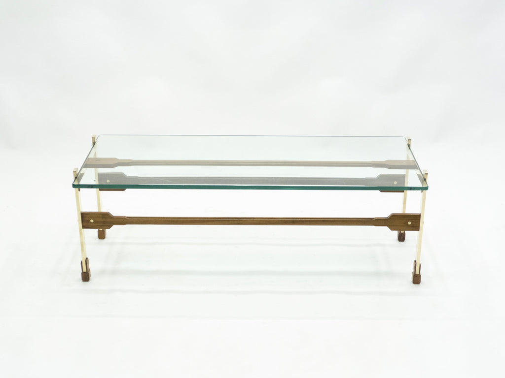 Rare Italian Santambrogio & De Berti brass rosewood Coffee Table 1960s