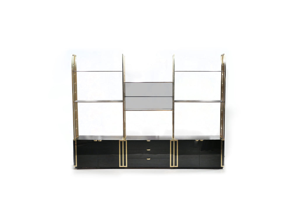 Rare Kim Moltzer French Lacquer and brass shelves 1970s