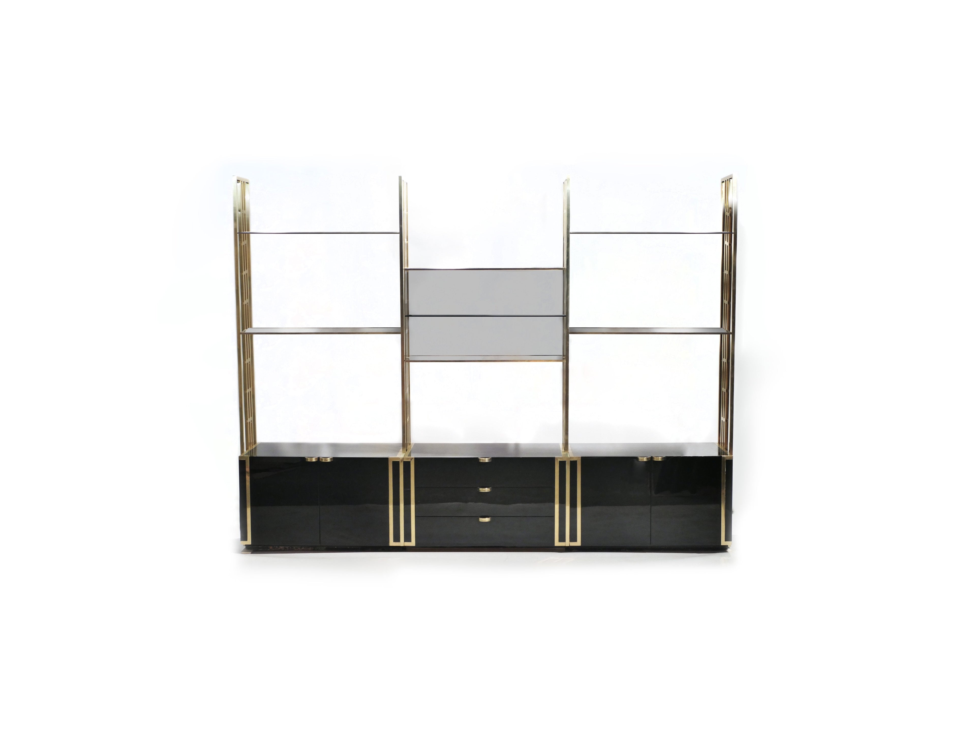 Rare Kim Moltzer French Lacquer and brass shelves 1970s