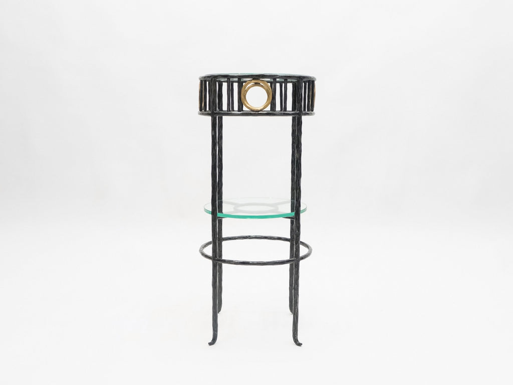 Rare signed gilded wrought iron gueridon table by Garouste & Bonetti 1995