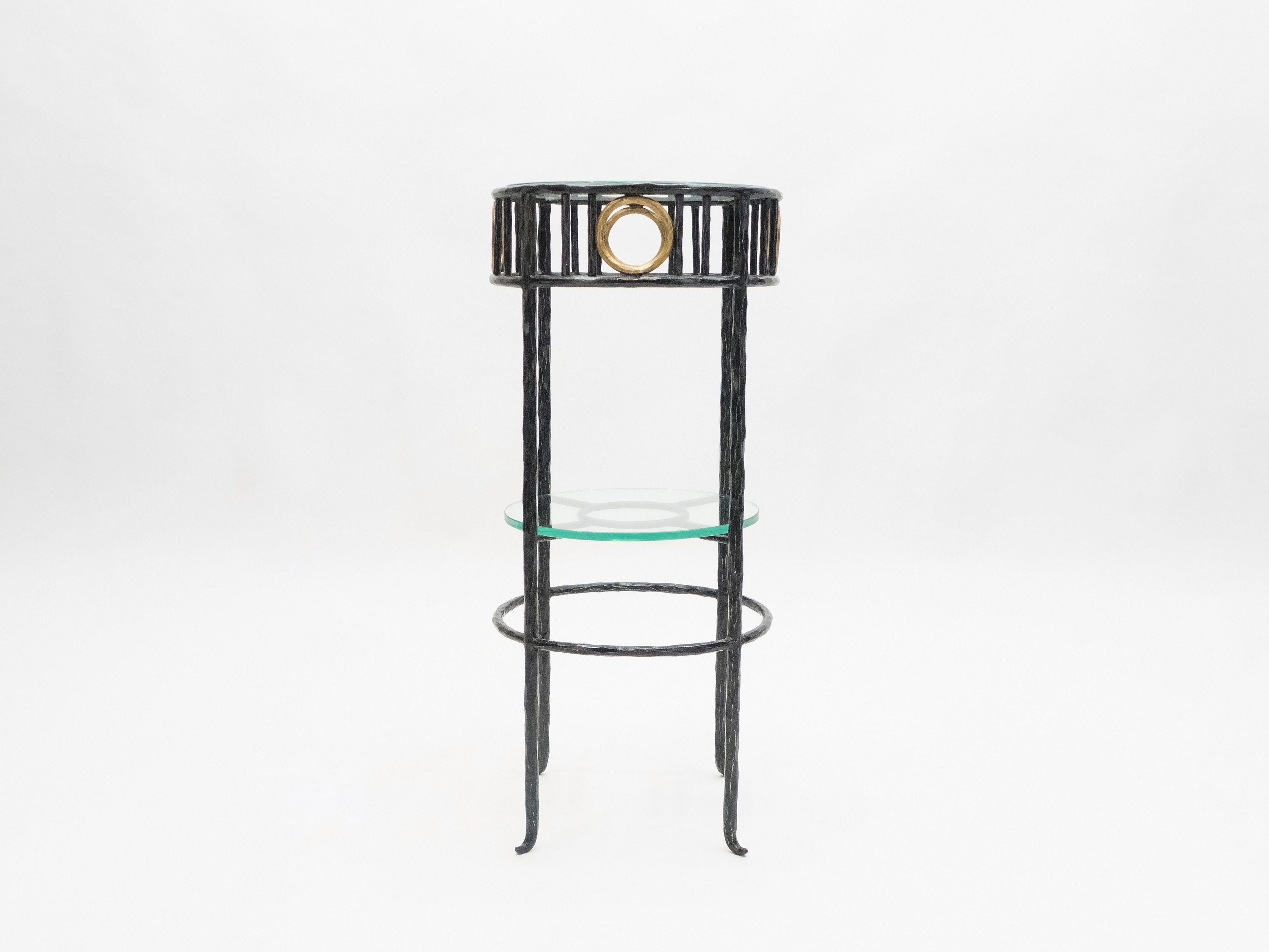 Rare signed gilded wrought iron gueridon table by Garouste & Bonetti 1995