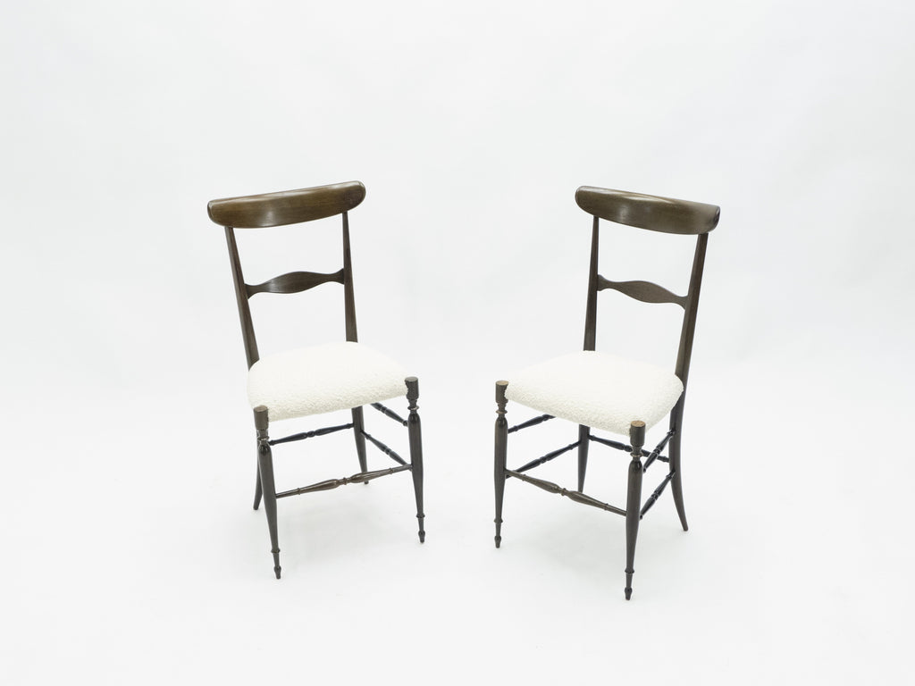 Rare set of six Campanino Chiavari walnut chairs by Fratelli Levaggi 1950