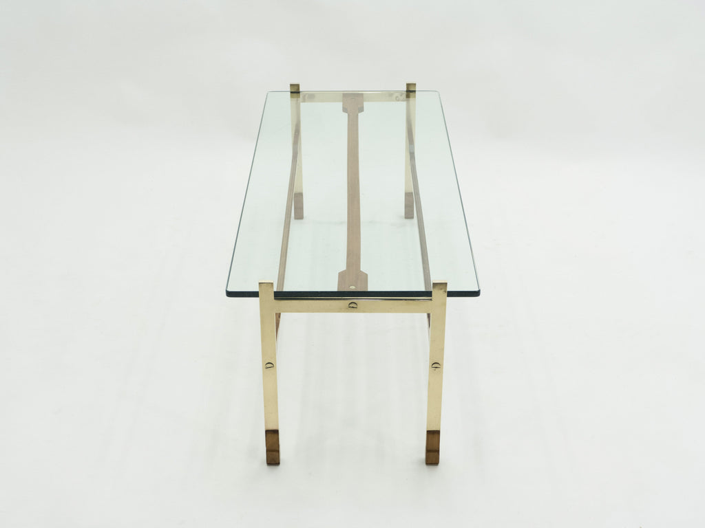 Rare Italian Santambrogio & De Berti brass rosewood Coffee Table 1960s