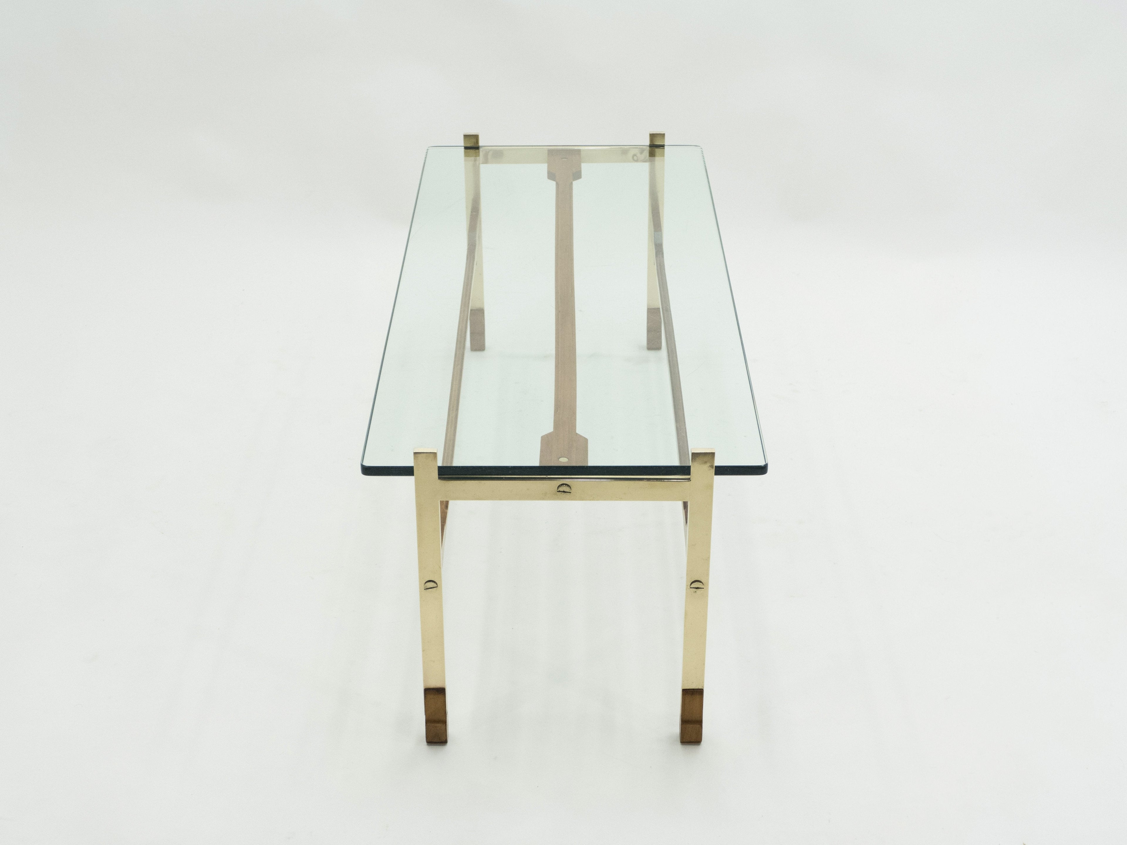 Rare Italian Santambrogio & De Berti brass rosewood Coffee Table 1960s