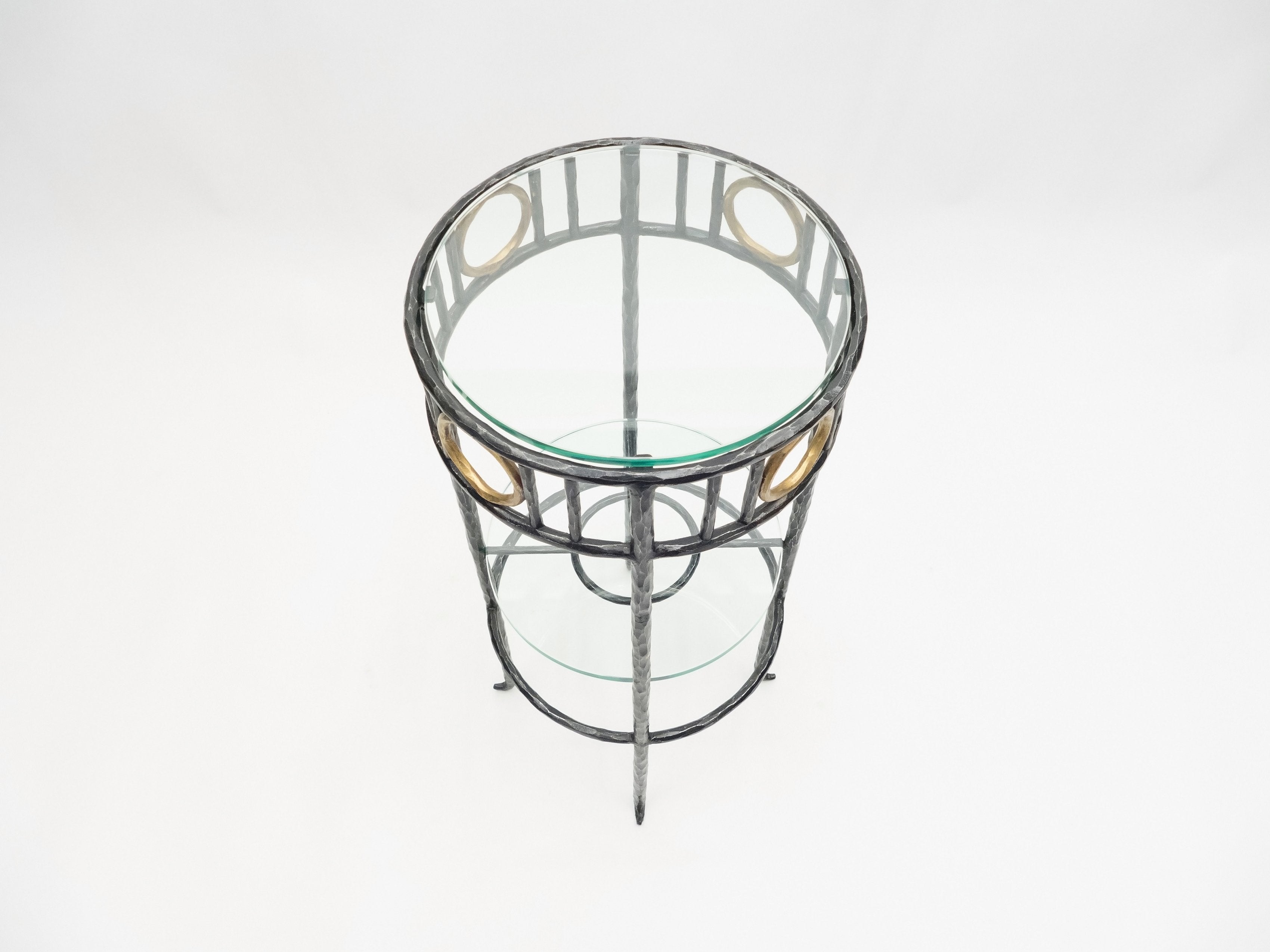 Rare signed gilded wrought iron gueridon table by Garouste & Bonetti 1995