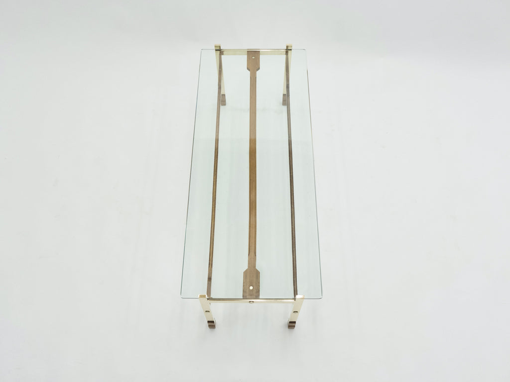 Rare Italian Santambrogio & De Berti brass rosewood Coffee Table 1960s