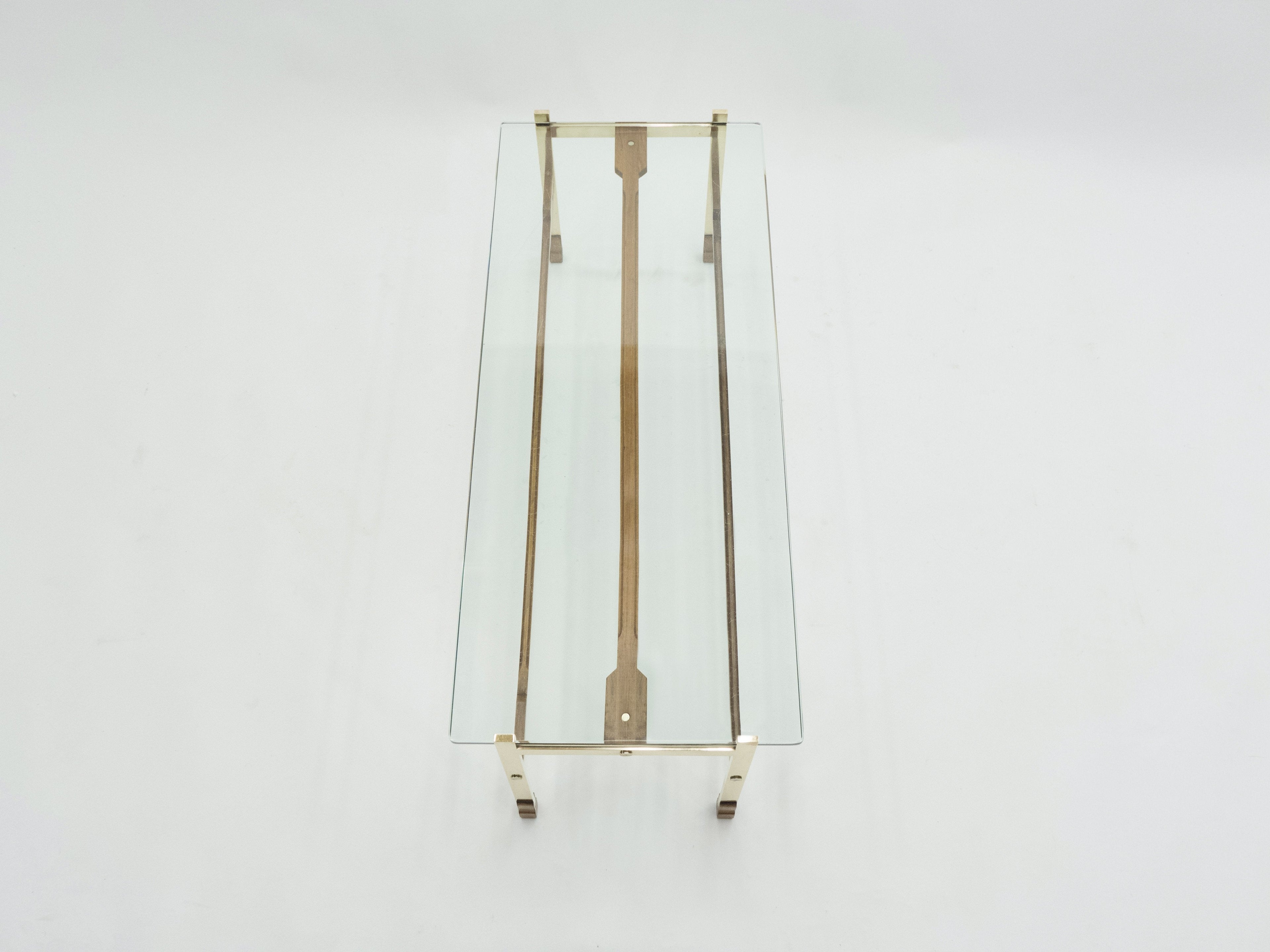 Rare Italian Santambrogio & De Berti brass rosewood Coffee Table 1960s