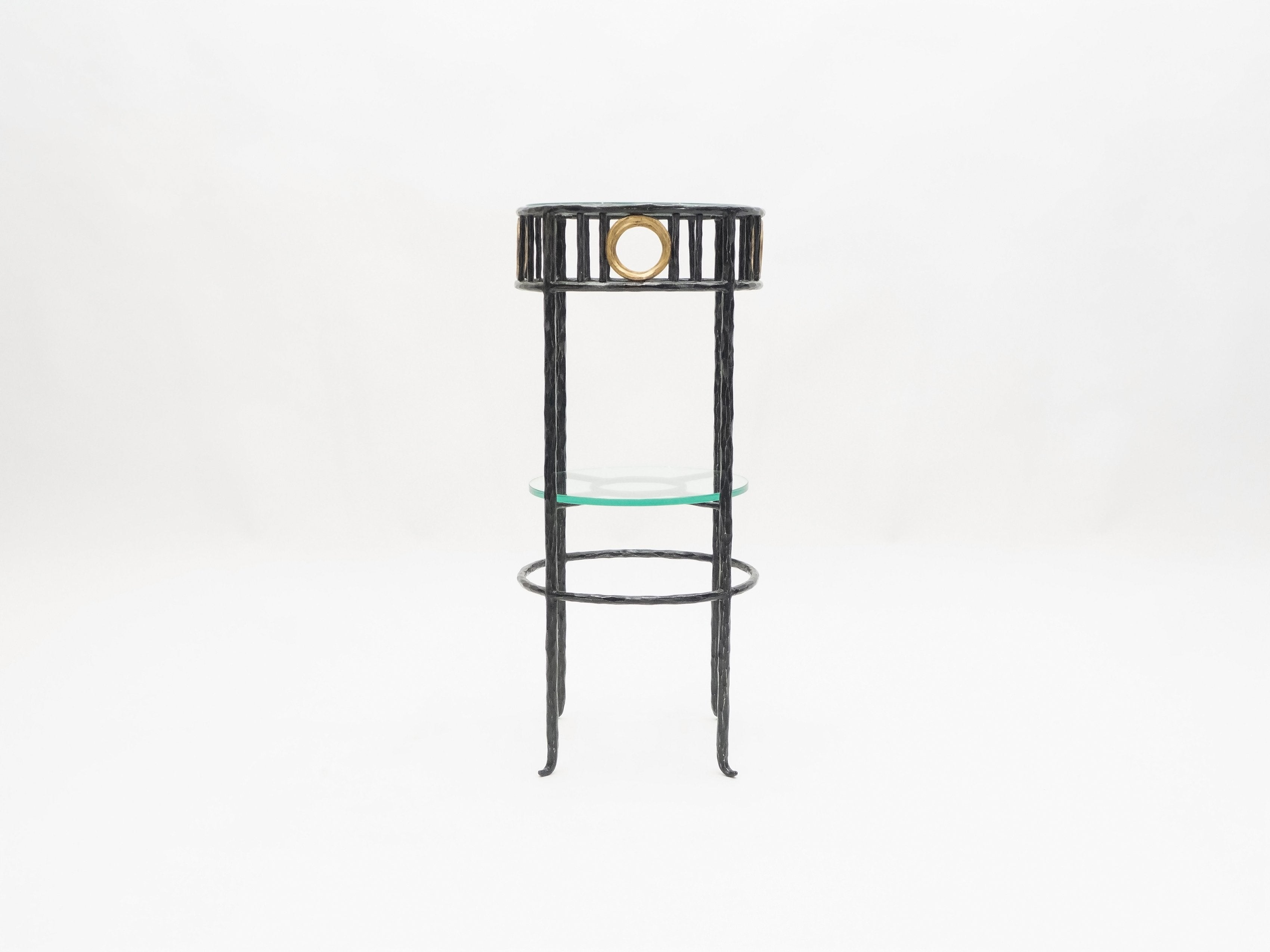 Rare signed gilded wrought iron gueridon table by Garouste & Bonetti 1995