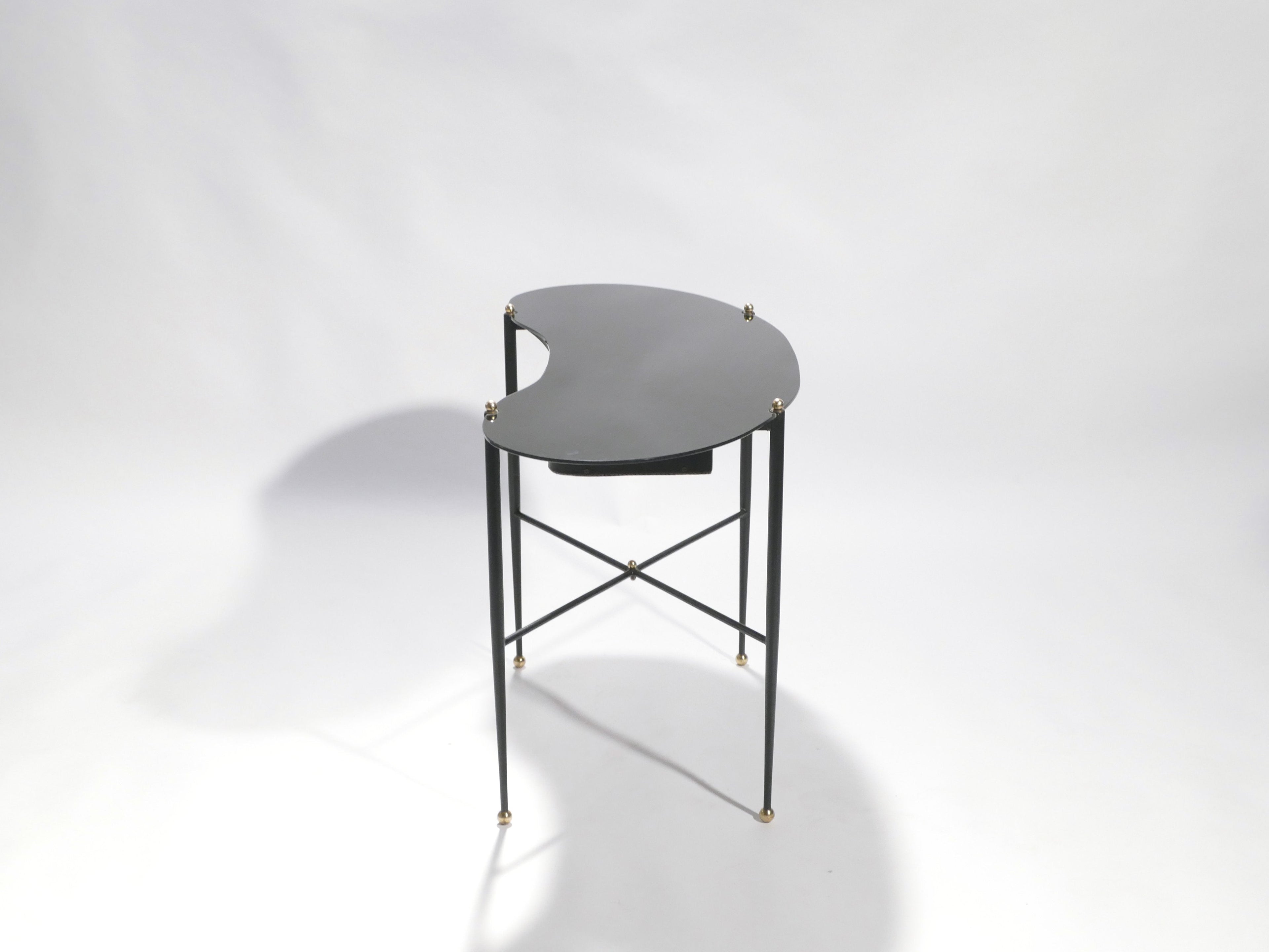 French Jacques Adnet leather desk vanity with stool 1940s