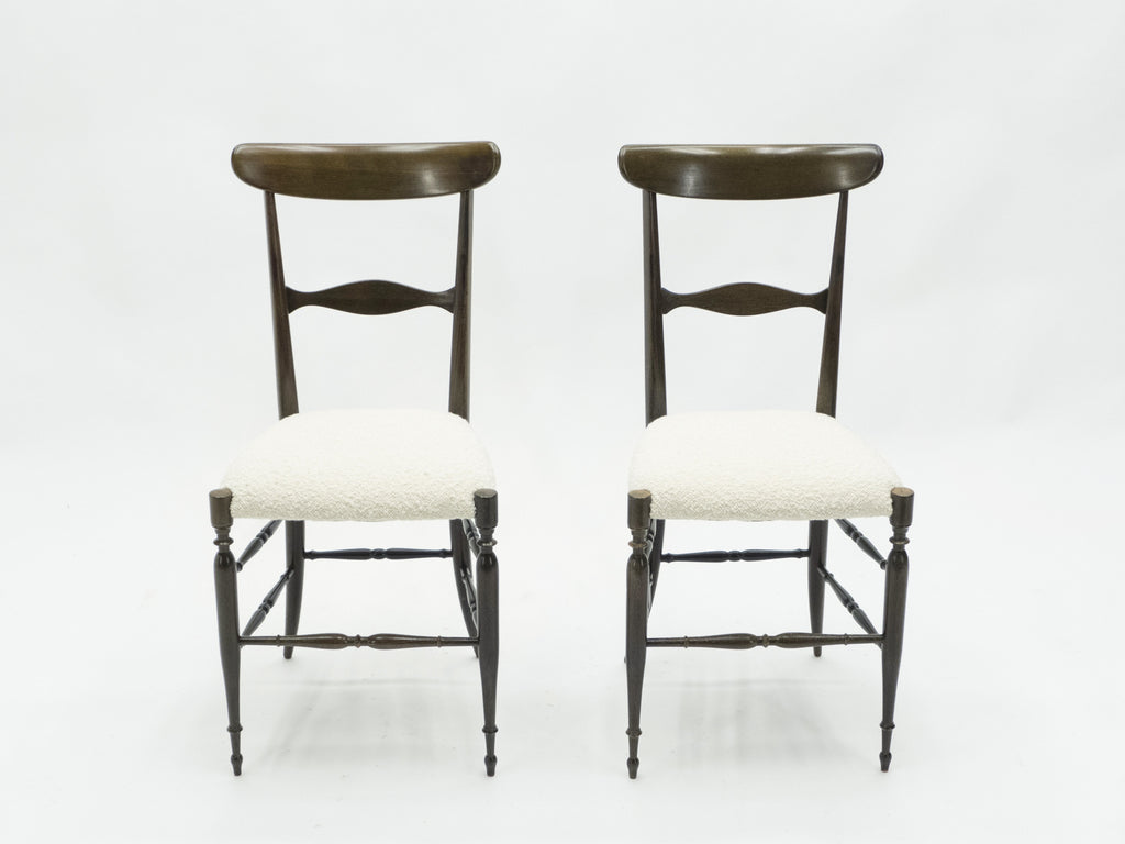 Rare set of six Campanino Chiavari walnut chairs by Fratelli Levaggi 1950