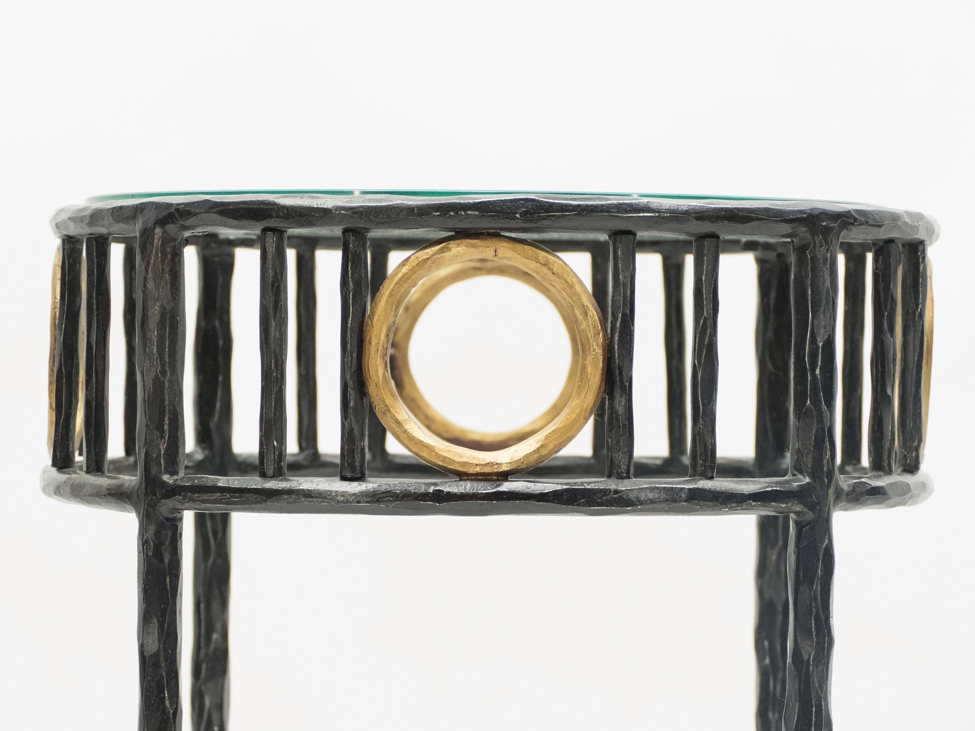 Rare signed gilded wrought iron gueridon table by Garouste & Bonetti 1995