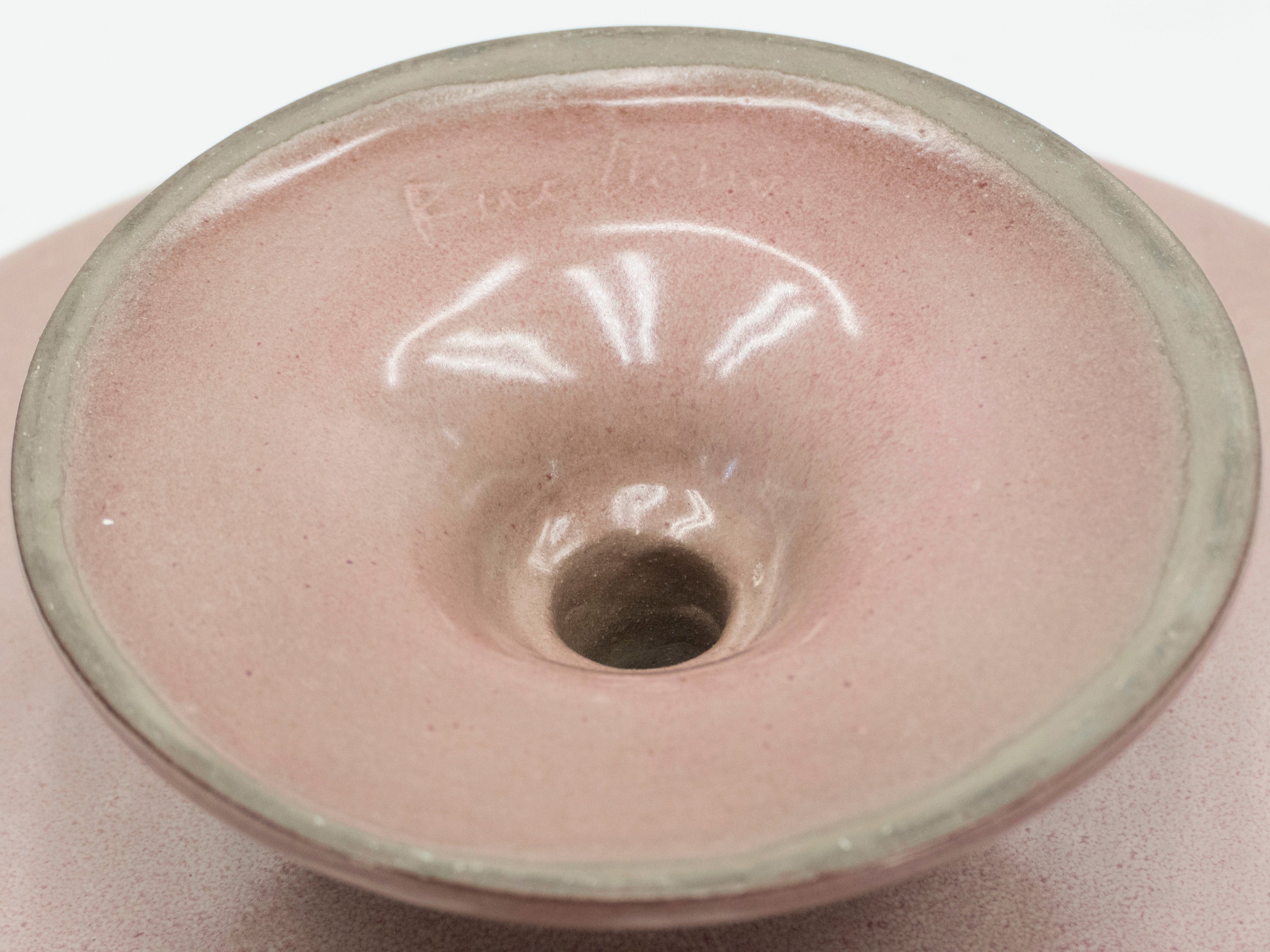 Signed French Jacques et Dani Ruelland Ceramic cup in Pale Rose 1960
