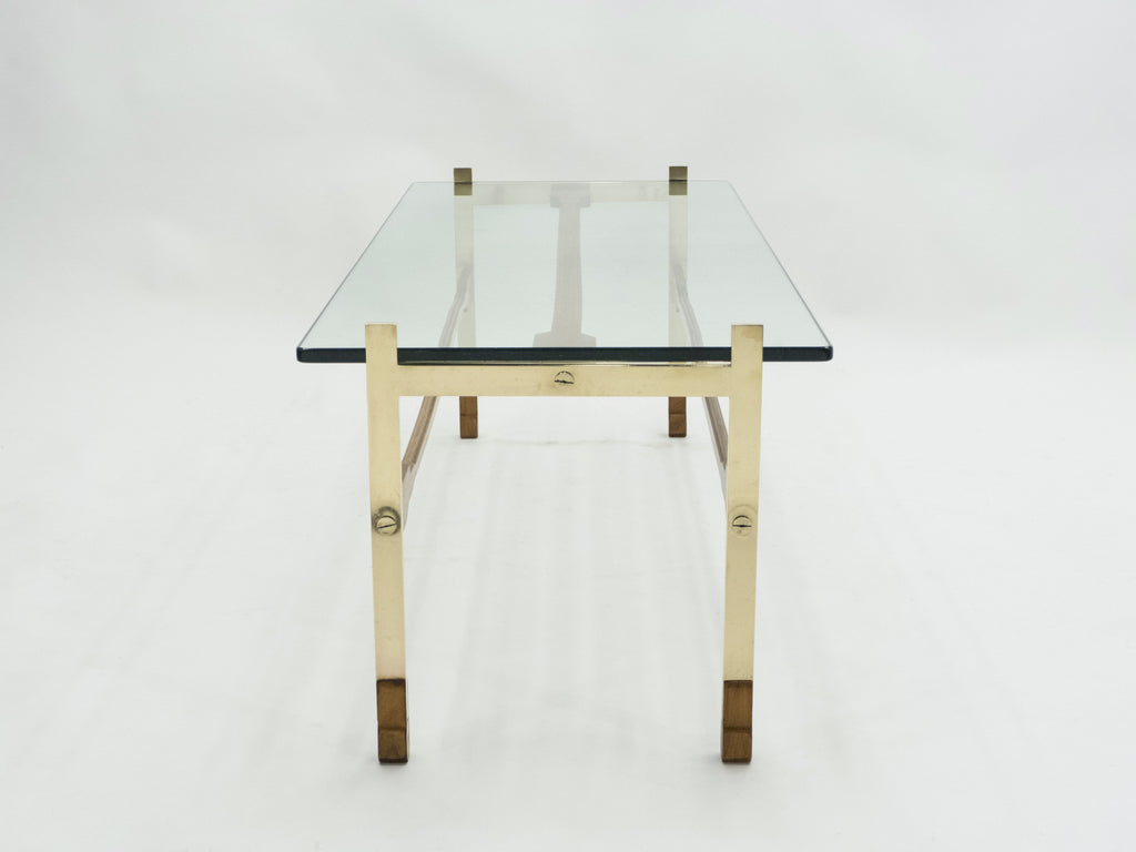 Rare Italian Santambrogio & De Berti brass rosewood Coffee Table 1960s