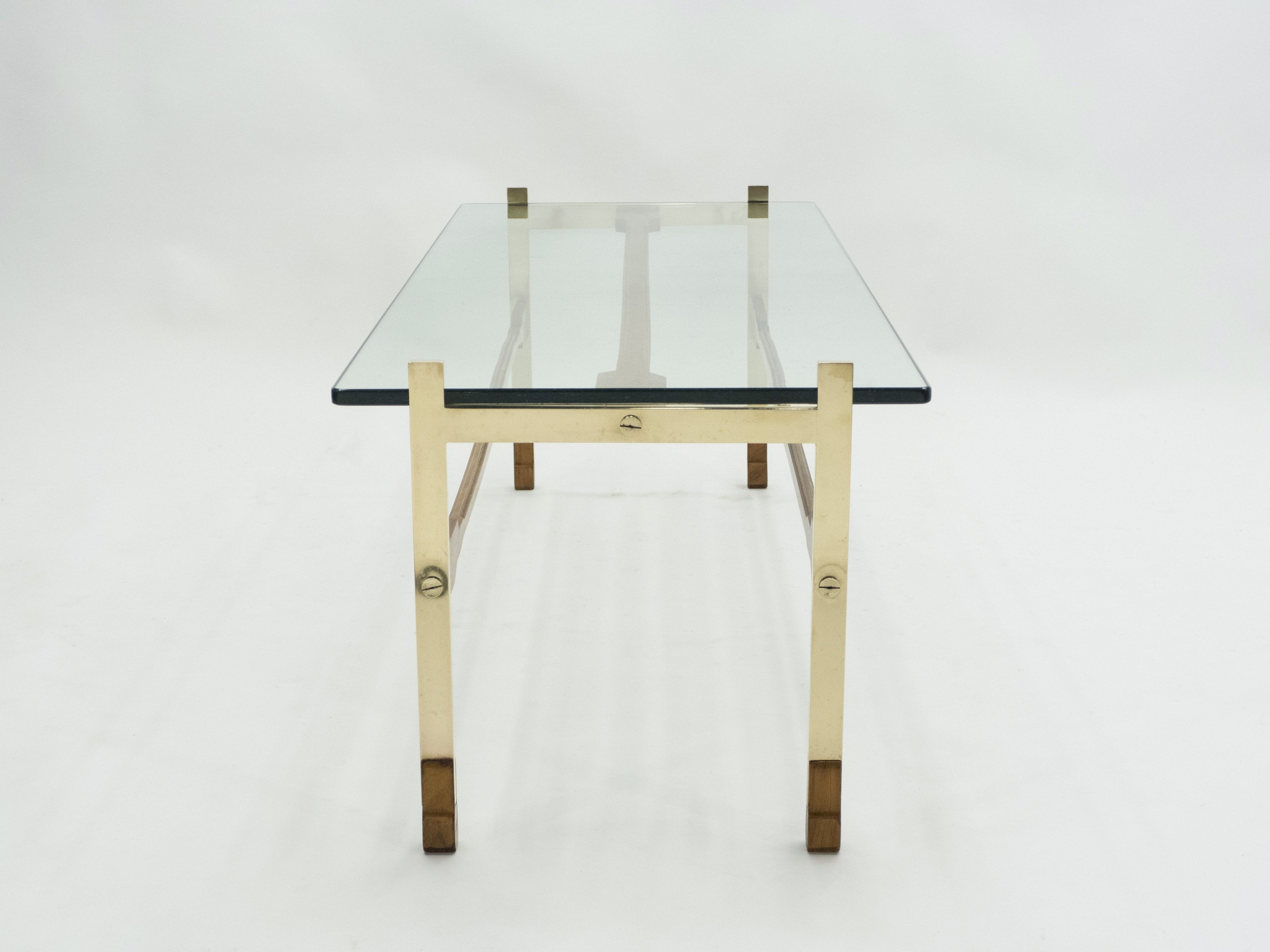 Rare Italian Santambrogio & De Berti brass rosewood Coffee Table 1960s