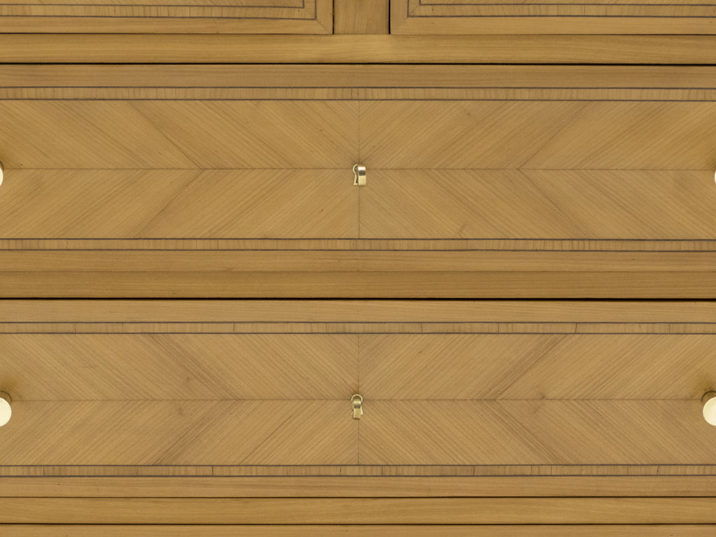 French Mid-century birch cherry wood and brass commode 1960s