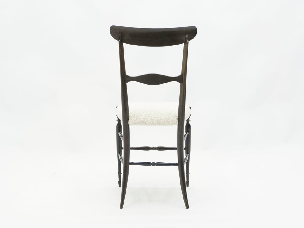 Rare set of six Campanino Chiavari walnut chairs by Fratelli Levaggi 1950